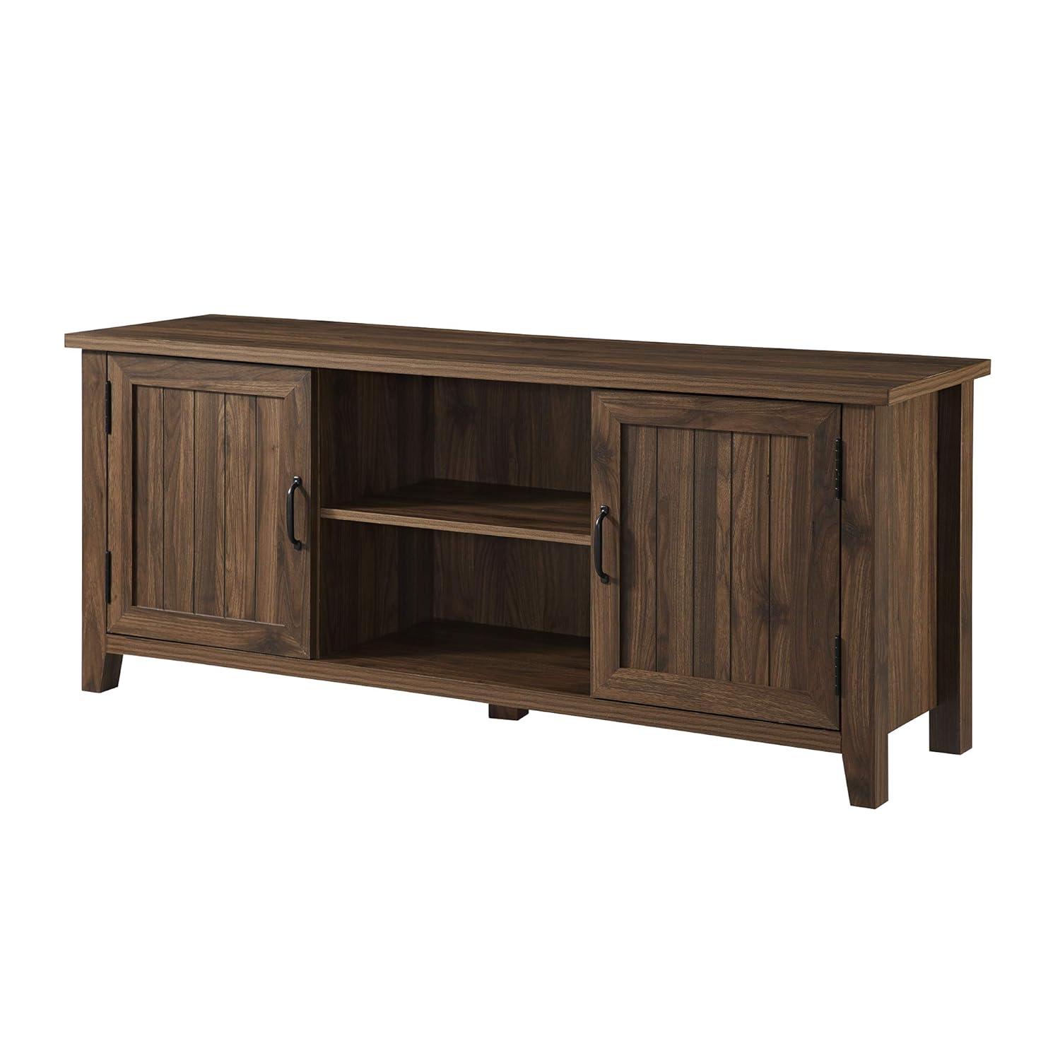 Dark Walnut 58" TV Stand with Cabinet and Storage
