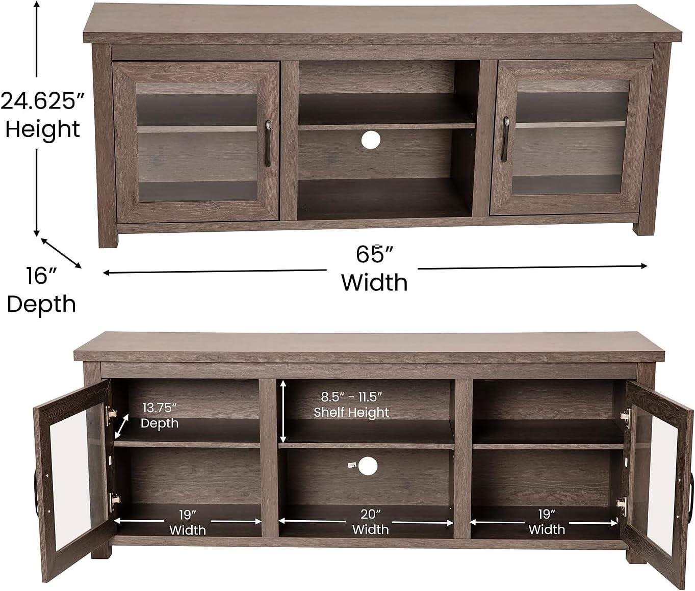 Flash Furniture Hatteras Classic TV Stand for up to 80" TVs with Glass Fronted Doors
