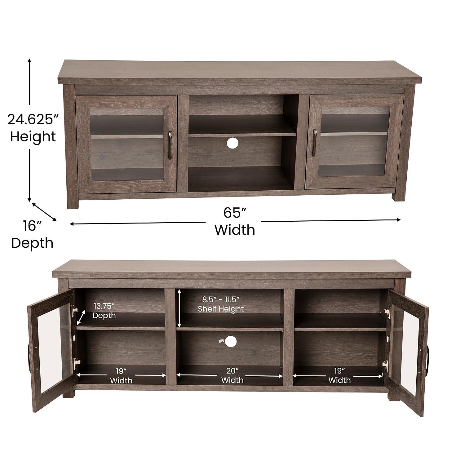 Flash Furniture Hatteras Classic TV Stand for up to 80" TVs with Glass Fronted Doors
