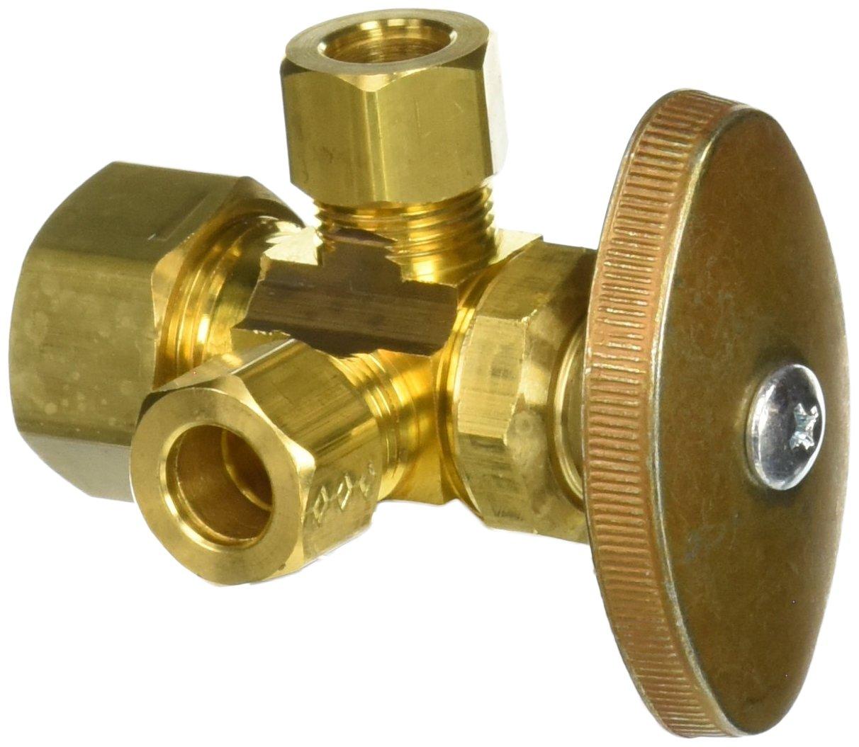 BrassCraft CR1901LRX R1 Stop Valve, 1/2 x 3/8 x 3/8 in Connection, Compression, 125 psi Pressure, Brass Body