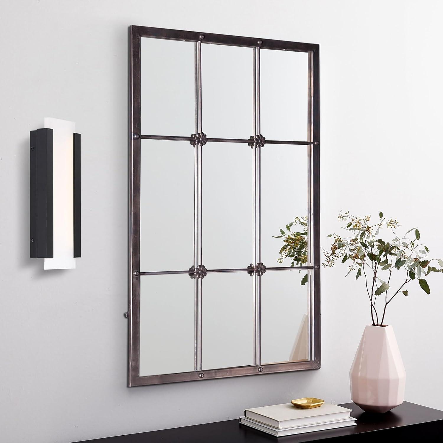 Luxen Home 37.75in. H Metal Window Frame Wall Mirror