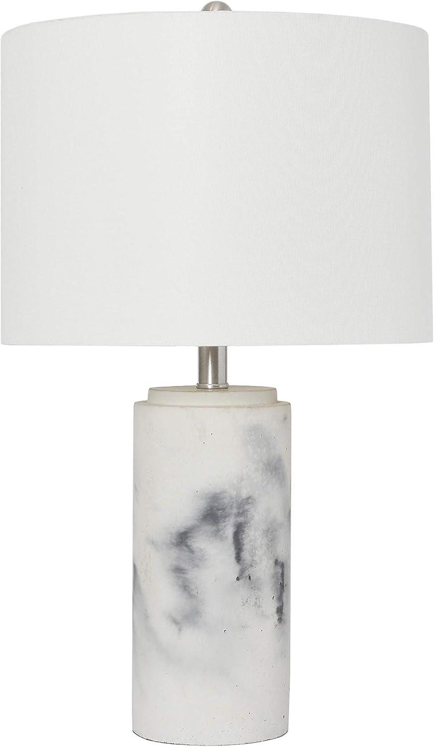 Chic Sophistication 16" White Marble-Effect Concrete Table Lamp