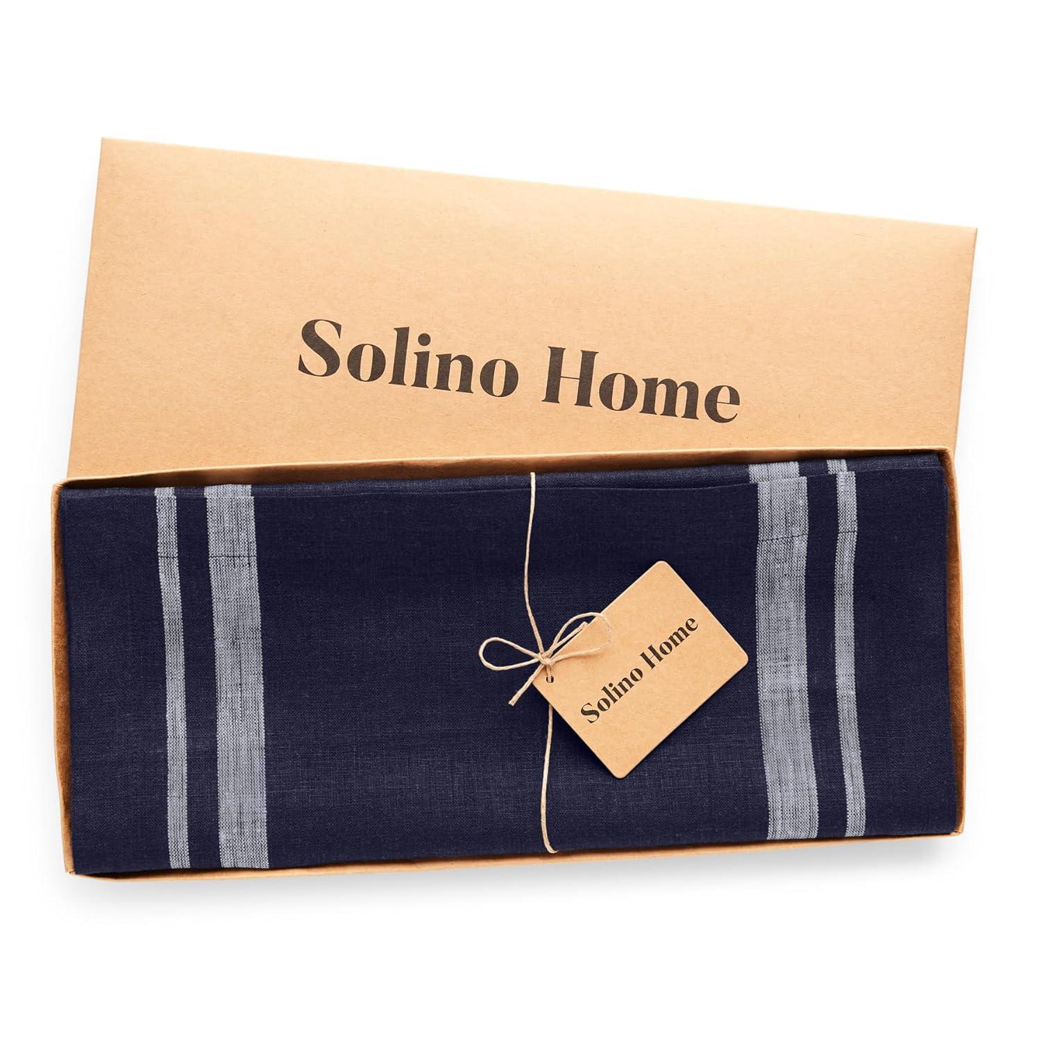 Solino Home French Stripe - 100% Pure Linen Table Runner
