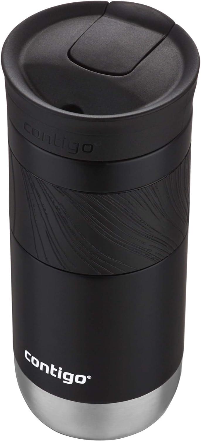 Contigo Byron 2.0 16oz Stainless Steel Travel Mug with SNAPSEAL Lid and Grip Licorice: Insulated Coffee Cup for Travel