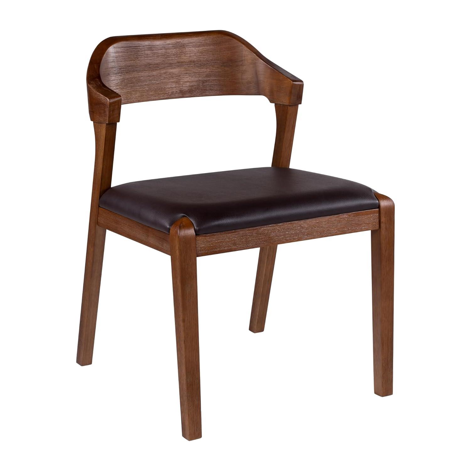 Rasmus Dining Chair Chestnut - Boraam: Acacia Wood, Faux Leather, Easy-to-Clean, 250lb Capacity