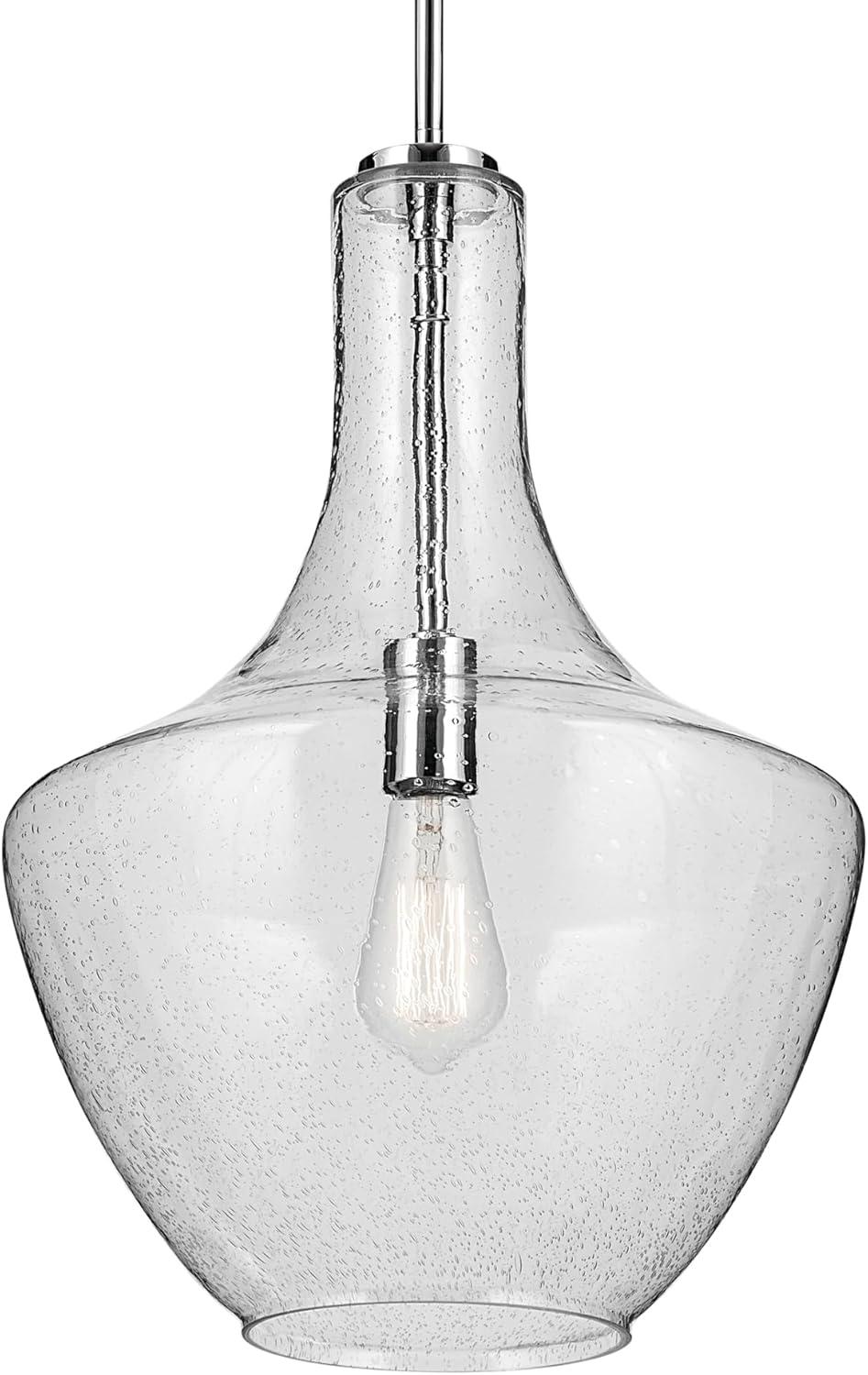 Everly 20" Clear Glass Chrome Pendant Light