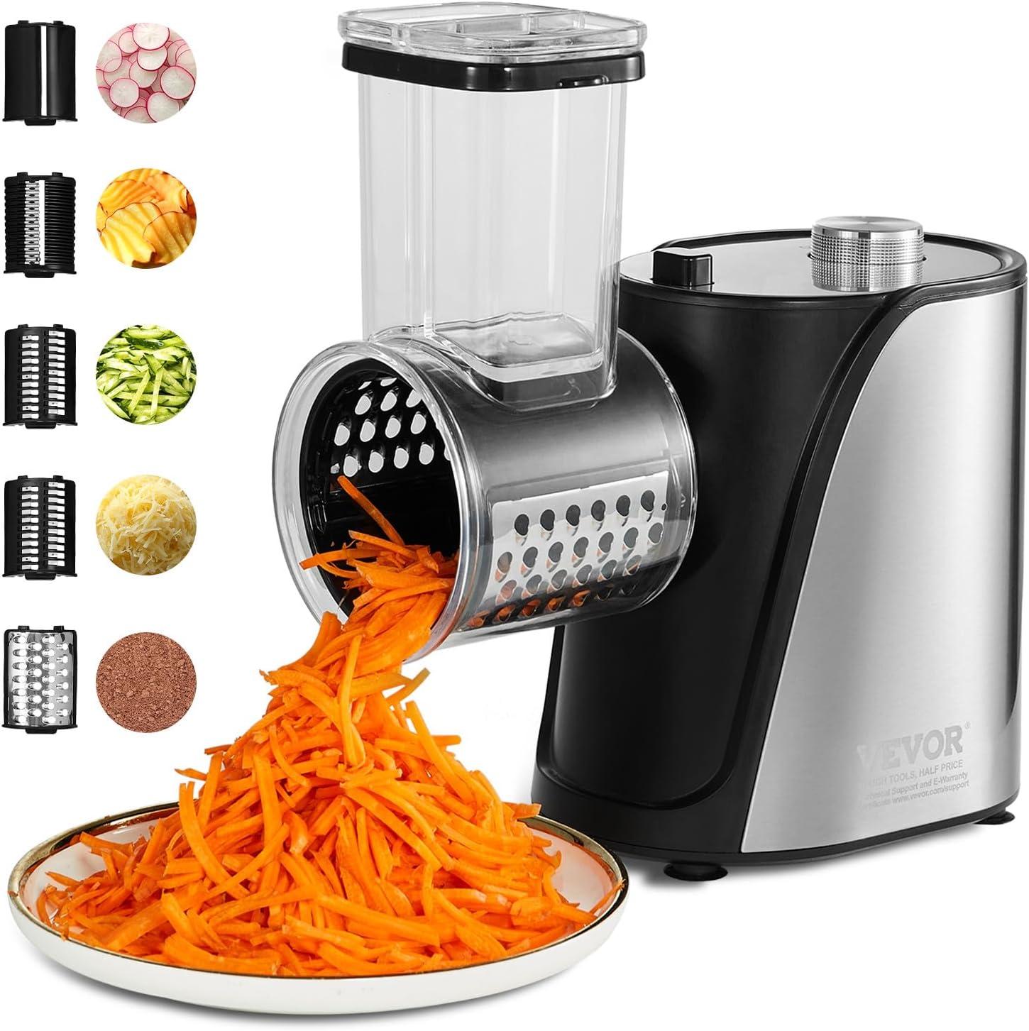 Stainless Steel 250W Electric Cheese and Vegetable Slicer with 5 Blades