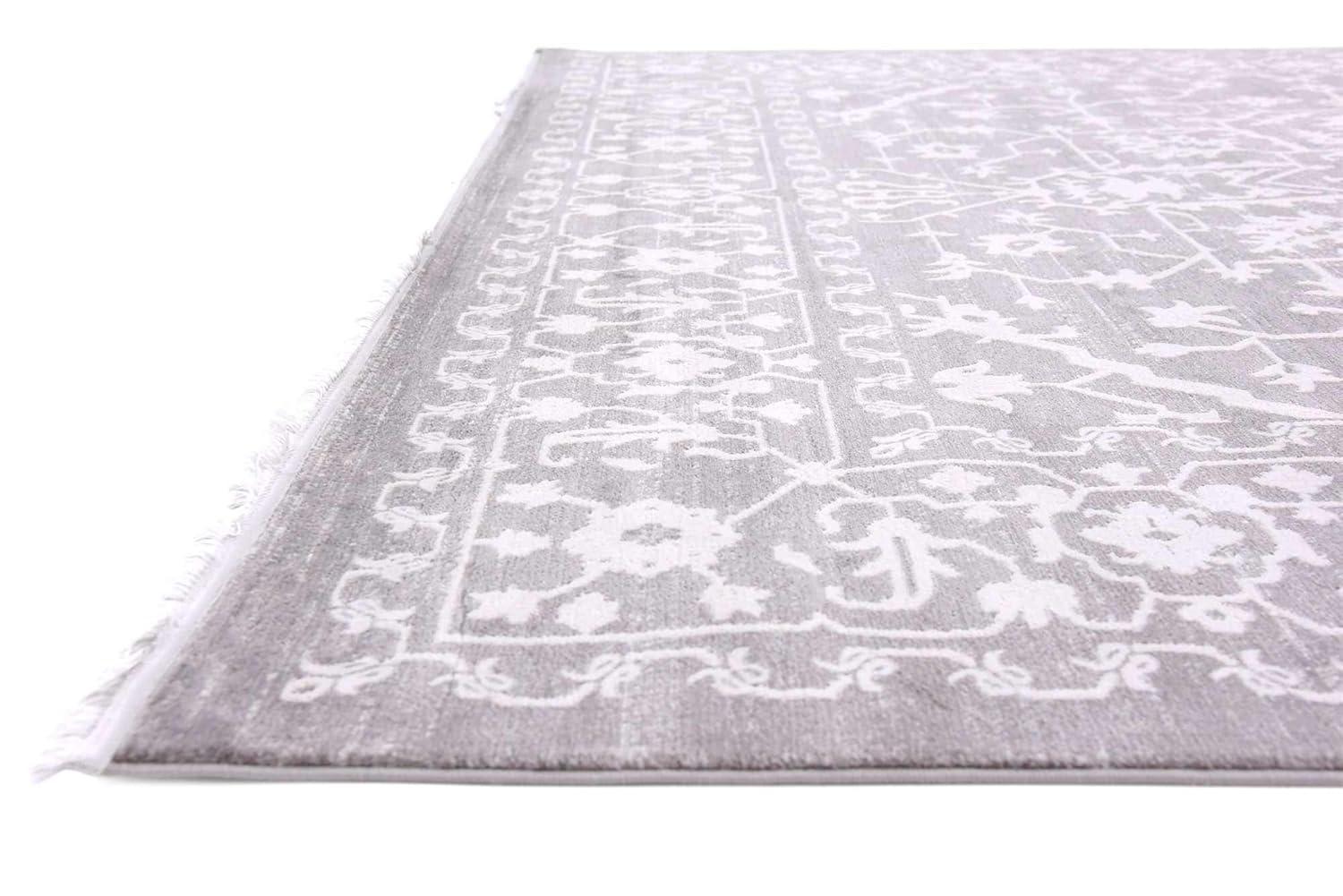 Unique Loom New Classical Collection Area Rug - Olympia (8'  Square Light Gray/Ivory)