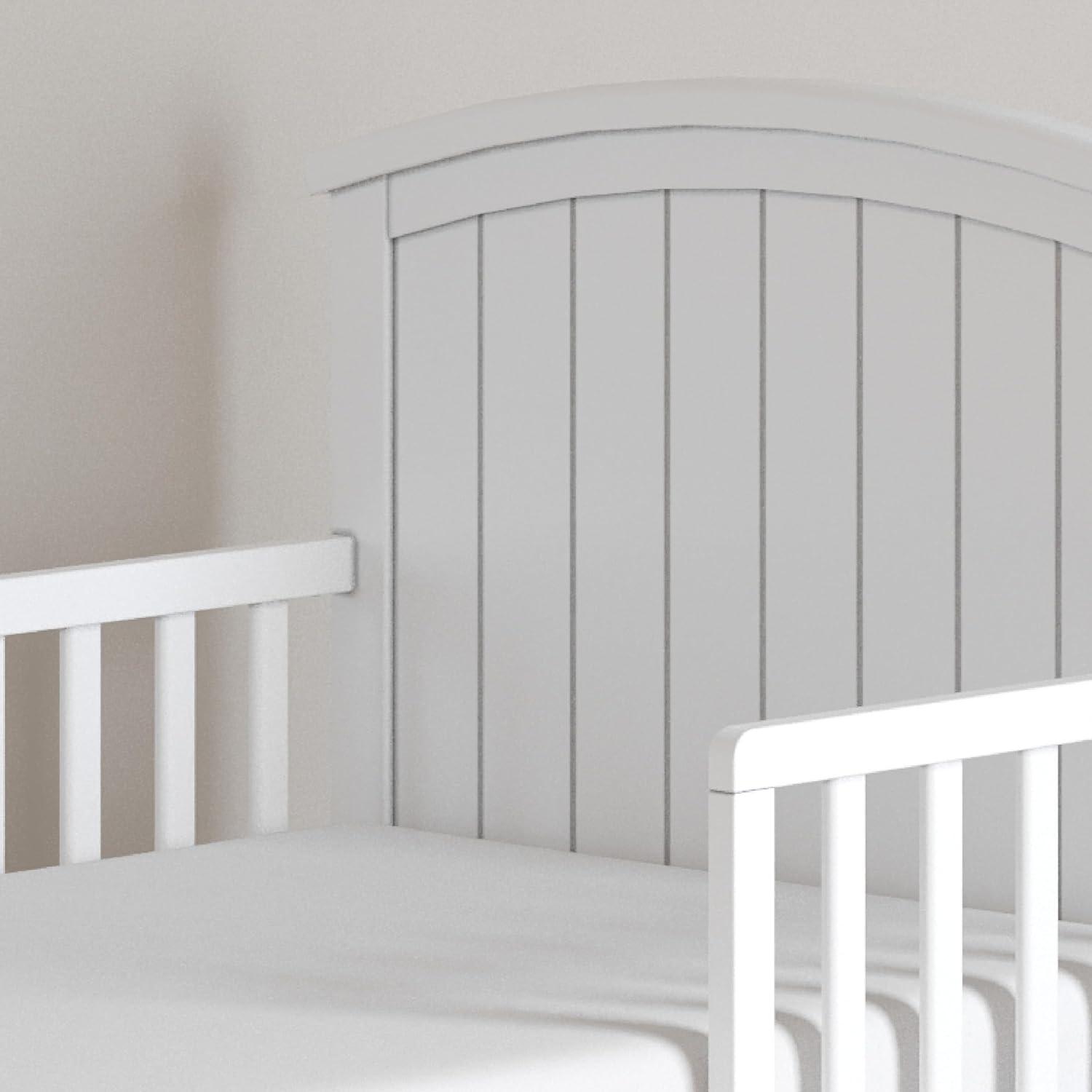 Matte White Pine Wood Toddler Bed with Headboard