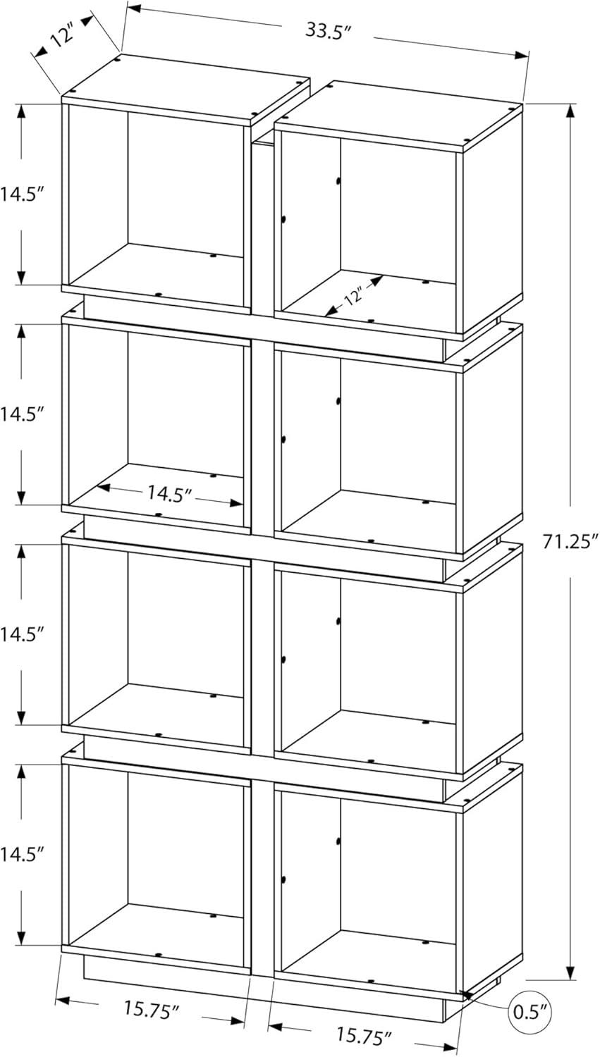 Bookcase - 71"H / White / Grey