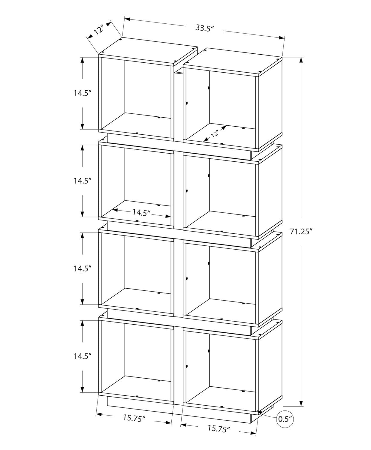 Bookcase - 71"H / White / Grey