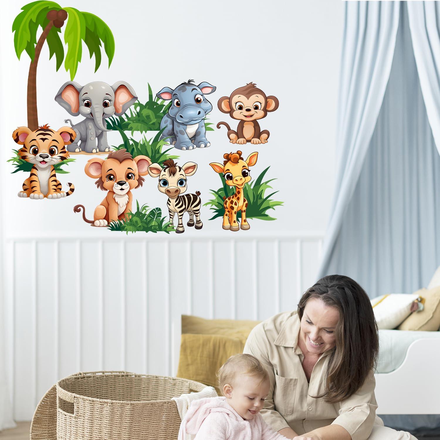 Premium Vinyl Jungle Animal Wall Decals for Nursery & Kids' Room