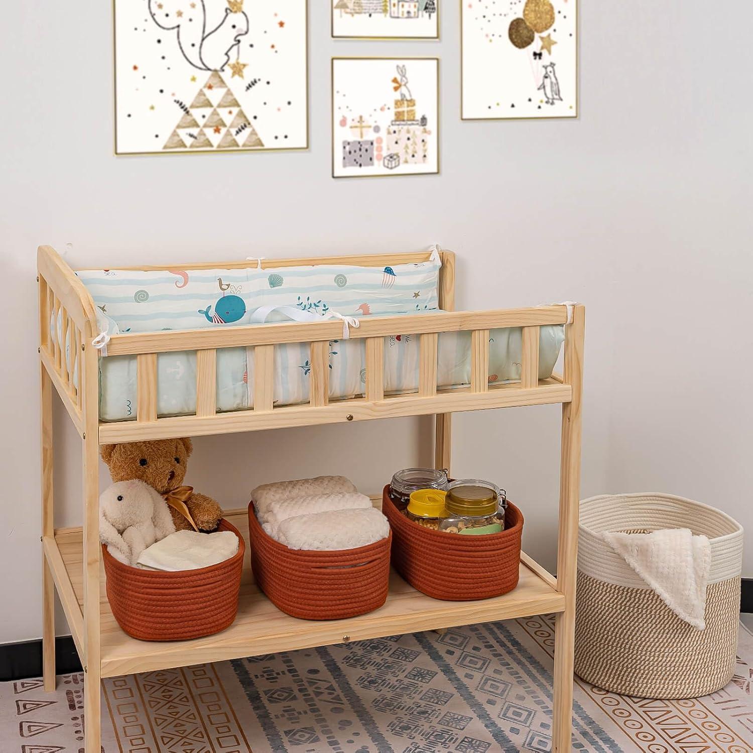 Brick Red Woven Cotton Rope Square Storage Baskets Set of 3