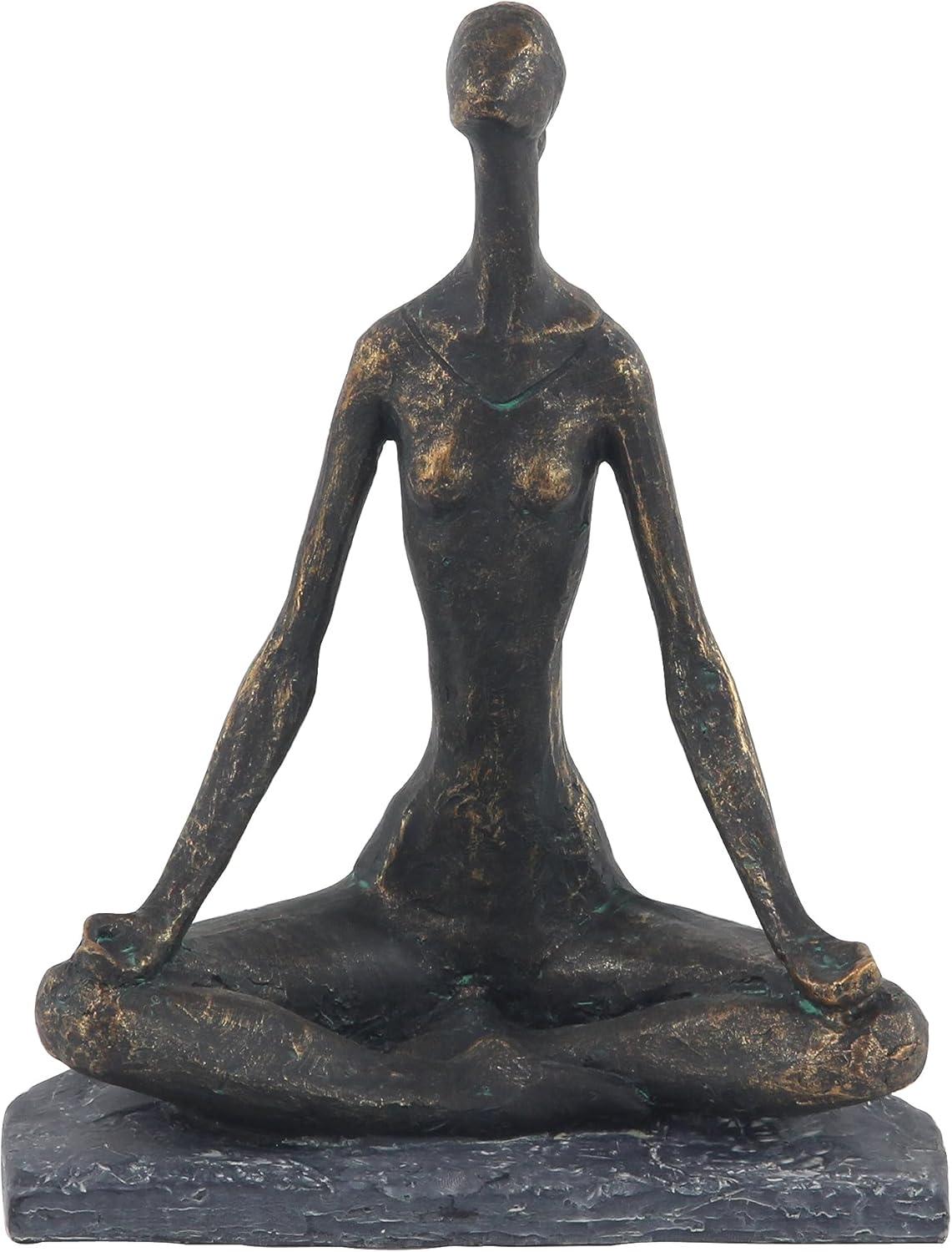 11" Black Resin Weathered Industrial Yoga Sculpture