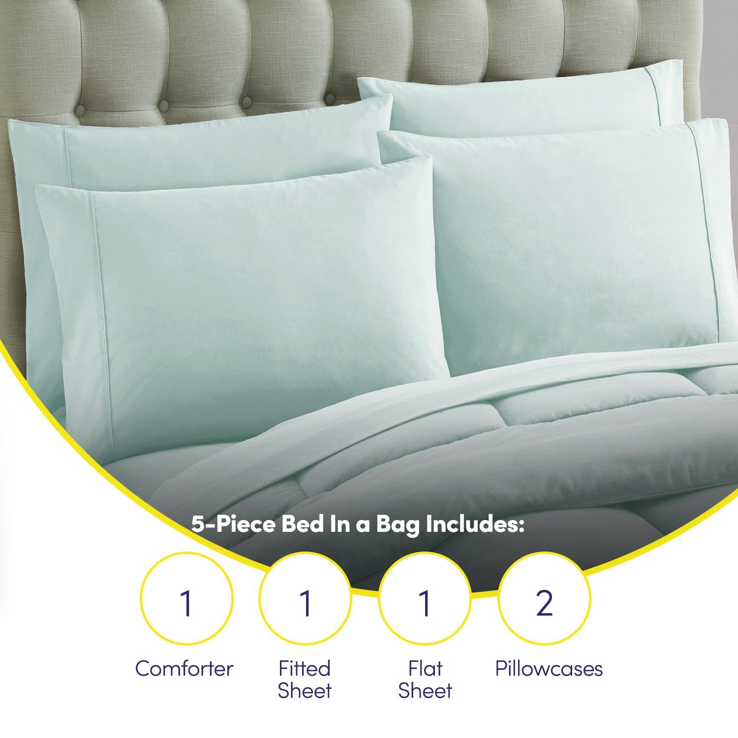 Sweet Home Collection All Season Bed-in-A-Bag 5pc/7pc Solid Color Comforter & Sheet Set Ultra Soft Bedding by Sweet Home Collection