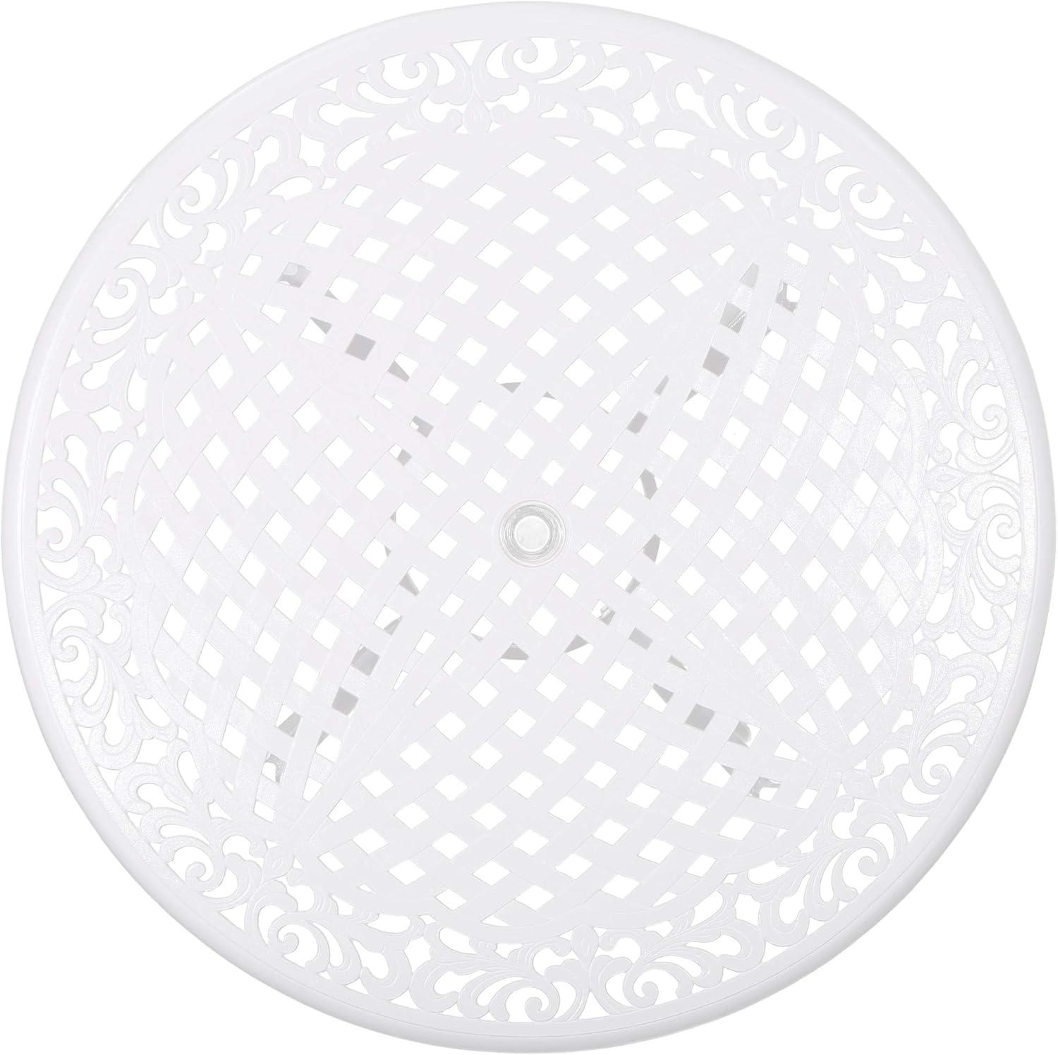 GDF Studio Honolulu Outdoor Aluminum Round Table, White