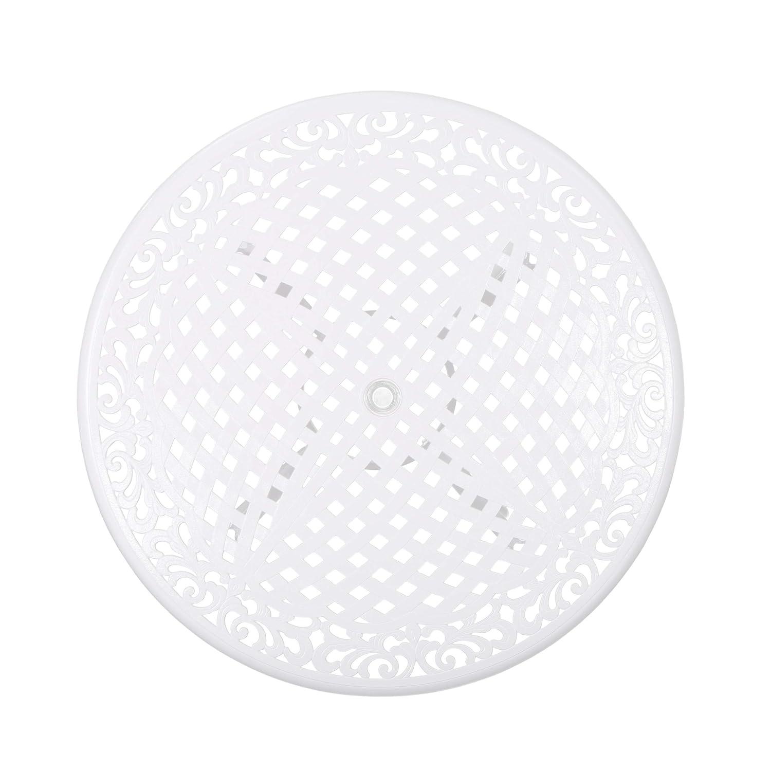 GDF Studio Honolulu Outdoor Aluminum Round Table, White