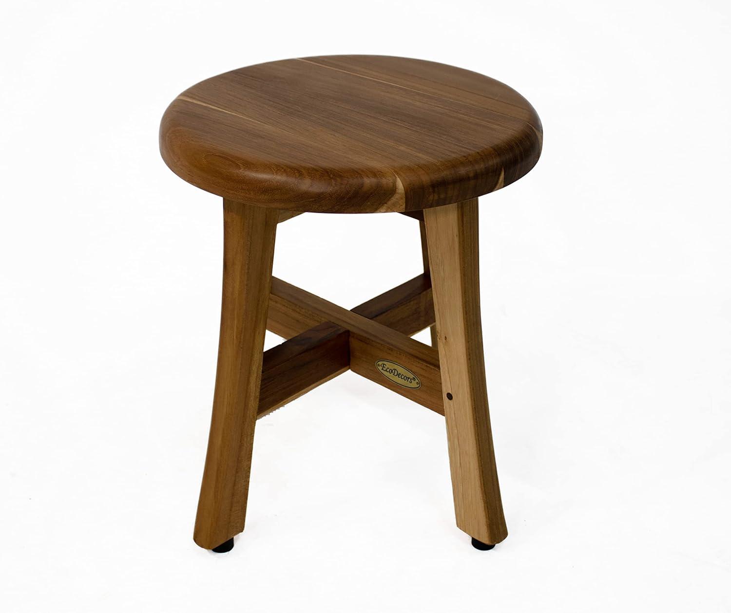 EcoDecors EcoDecors' Shoji 13.5" H Teak Shower Footstool. Foot Stool for Shower, Shower Stool 12" W, in Earthy Teak