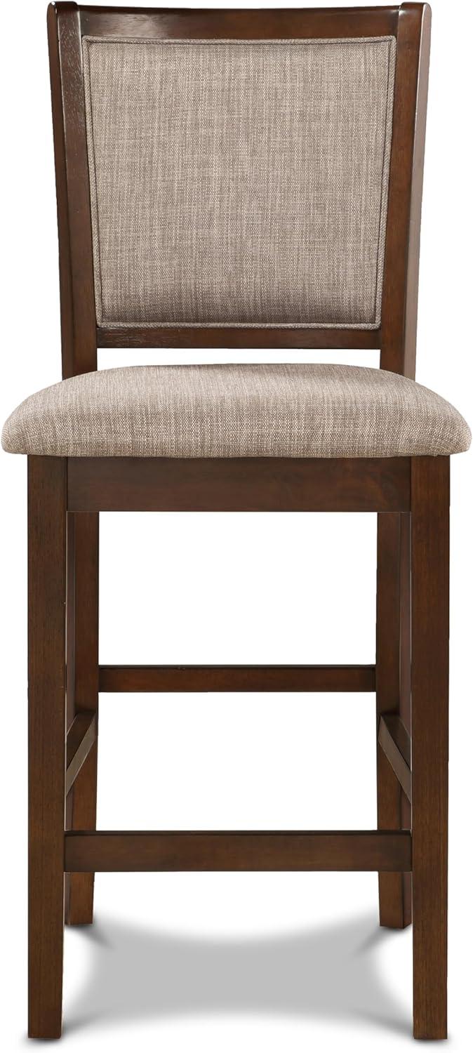 Amy Cherry Wood Counter Chair with Light Brown Fabric Seat