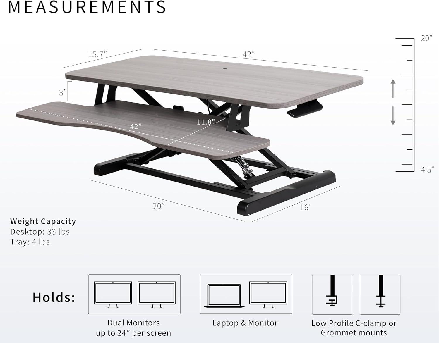 VIVO Height Adjustable Standing Desk Converter (DESK-V000K Series)