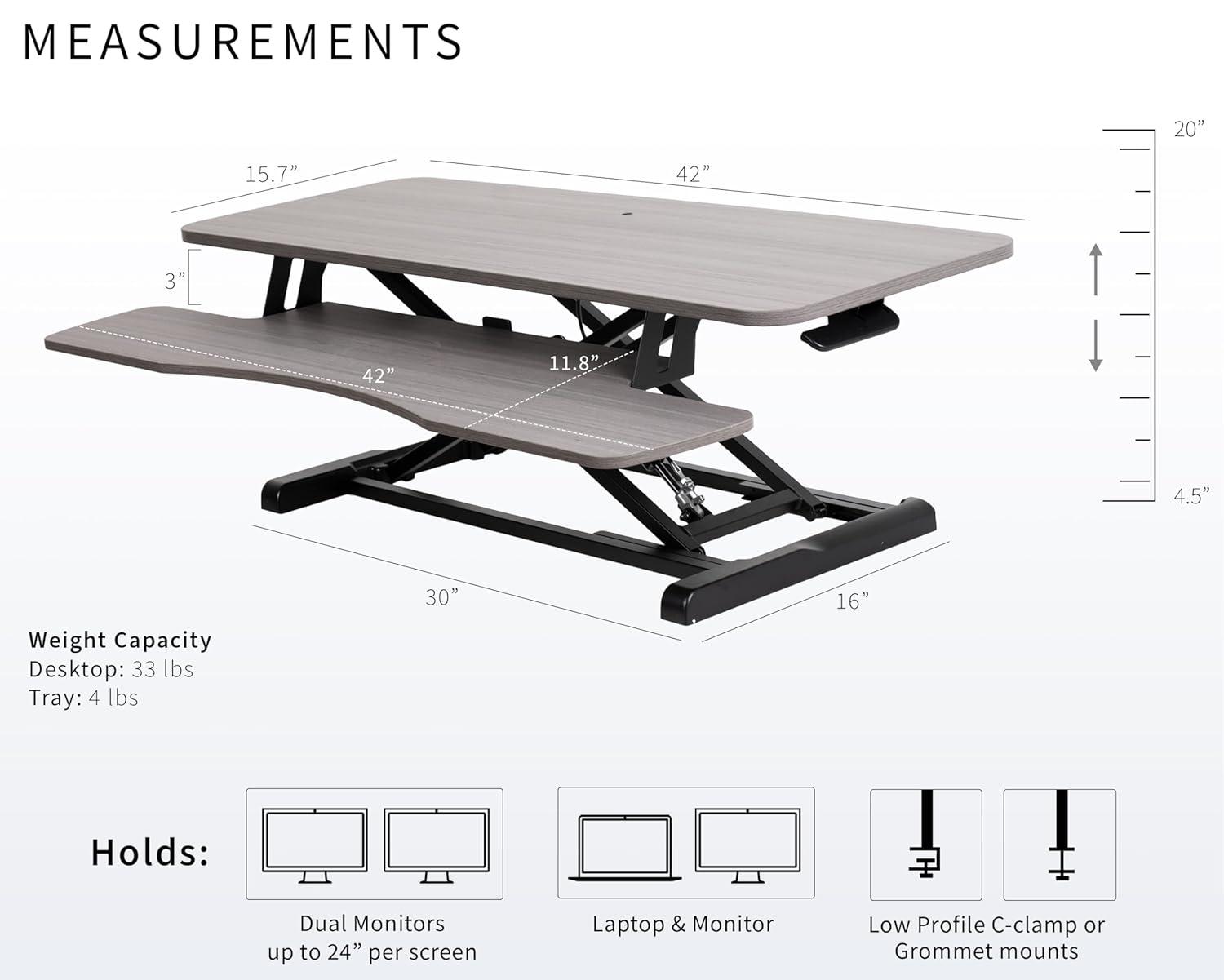 VIVO Height Adjustable Standing Desk Converter (DESK-V000K Series)