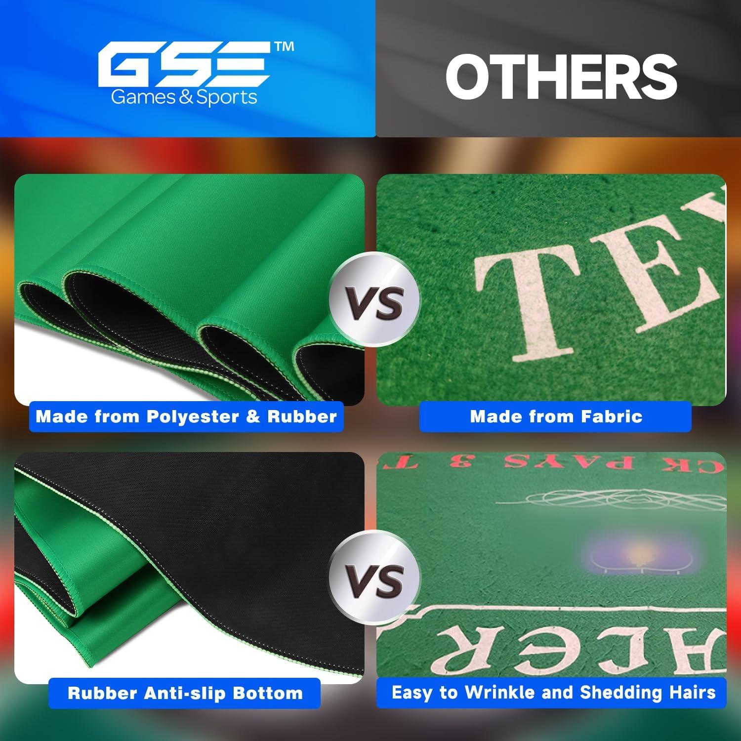 GSE 70" x 35" Casino Craps Tabletop Layout Mat with Carrying Bag, Non-Slip Rubber Layout Mat