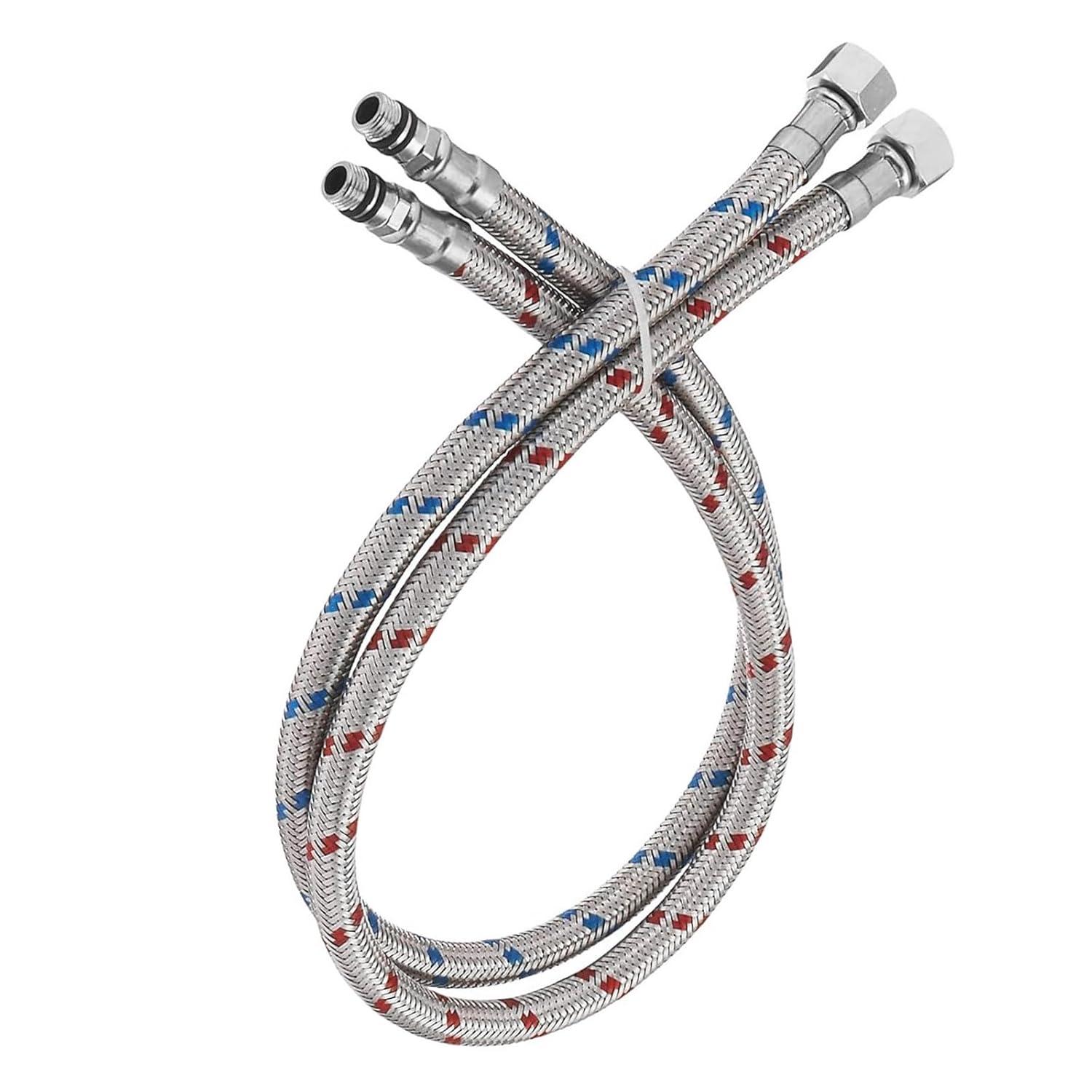 Midanya 24-Inch Long Faucet Connector Braided Stainless Steel Supply Hose 3/8-Inch Female Compression Thread x M10 Male Connector, x 2 Pcs (1 Pair)