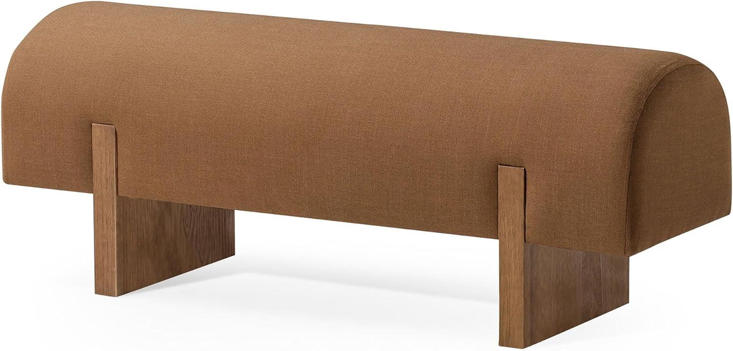 Juno 48'' Brown Upholstered Wooden Bench with Padded Seat