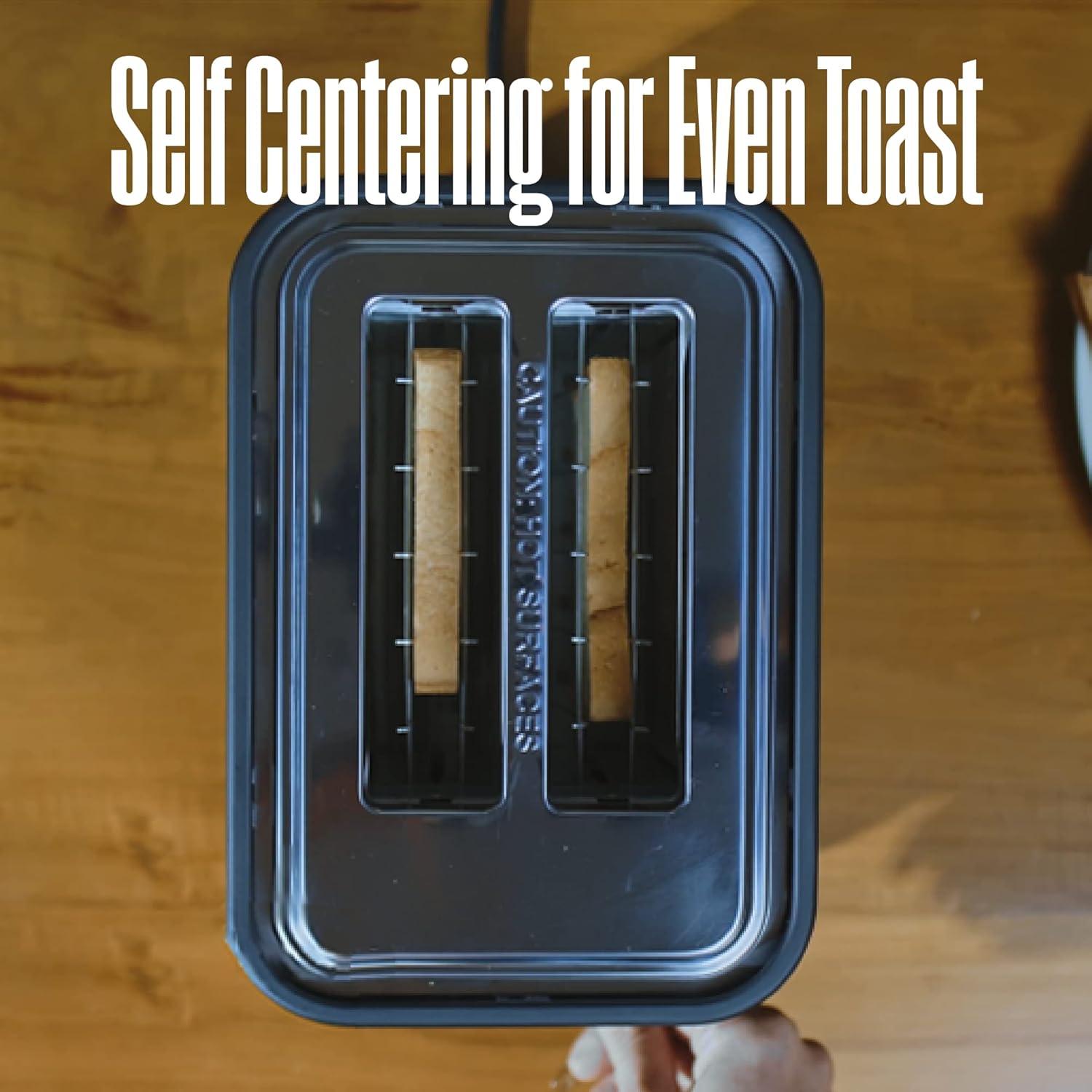 Black and Wood Finish 4-Slice Toaster with Wide Slots and Crumb Tray