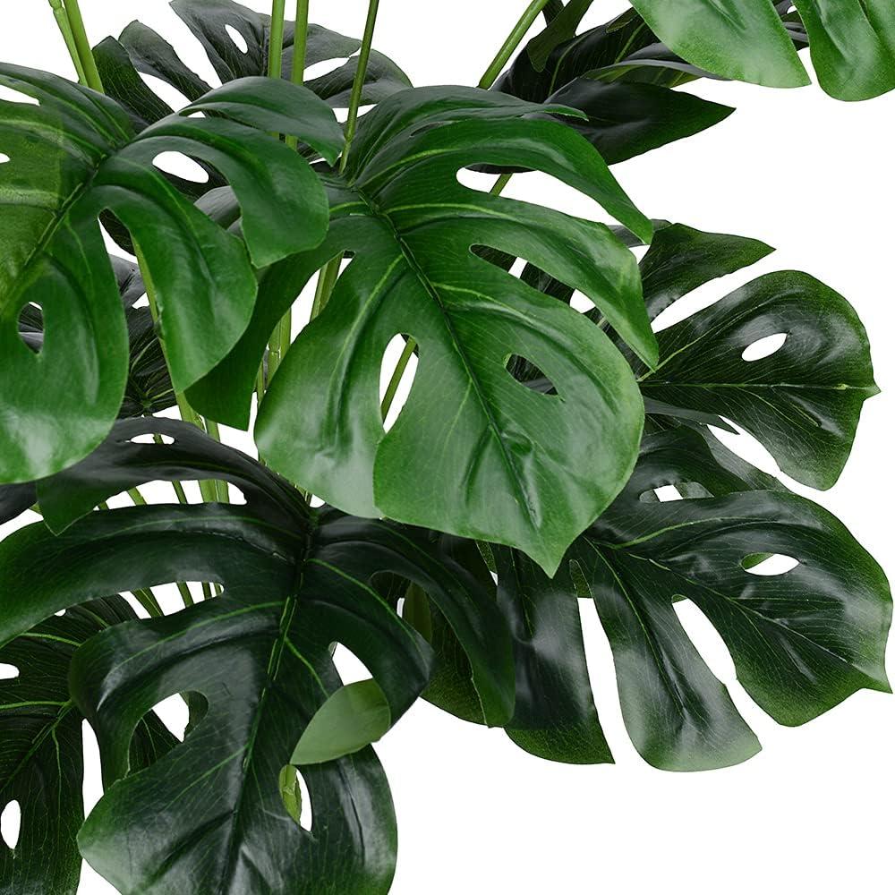 CLONG Artificial Palm Leaves Plants Faux Fake Monstera Turtle Leaf Tropical Large Palm Tree Leaves Plant Outdoor UV Resistant Plastic Plants (Green)