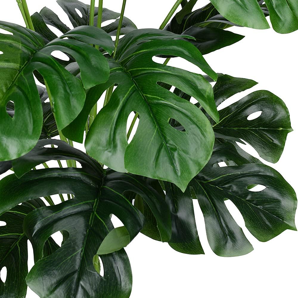 CLONG Artificial Palm Leaves Plants Faux Fake Monstera Turtle Leaf Tropical Large Palm Tree Leaves Plant Outdoor UV Resistant Plastic Plants (Green)