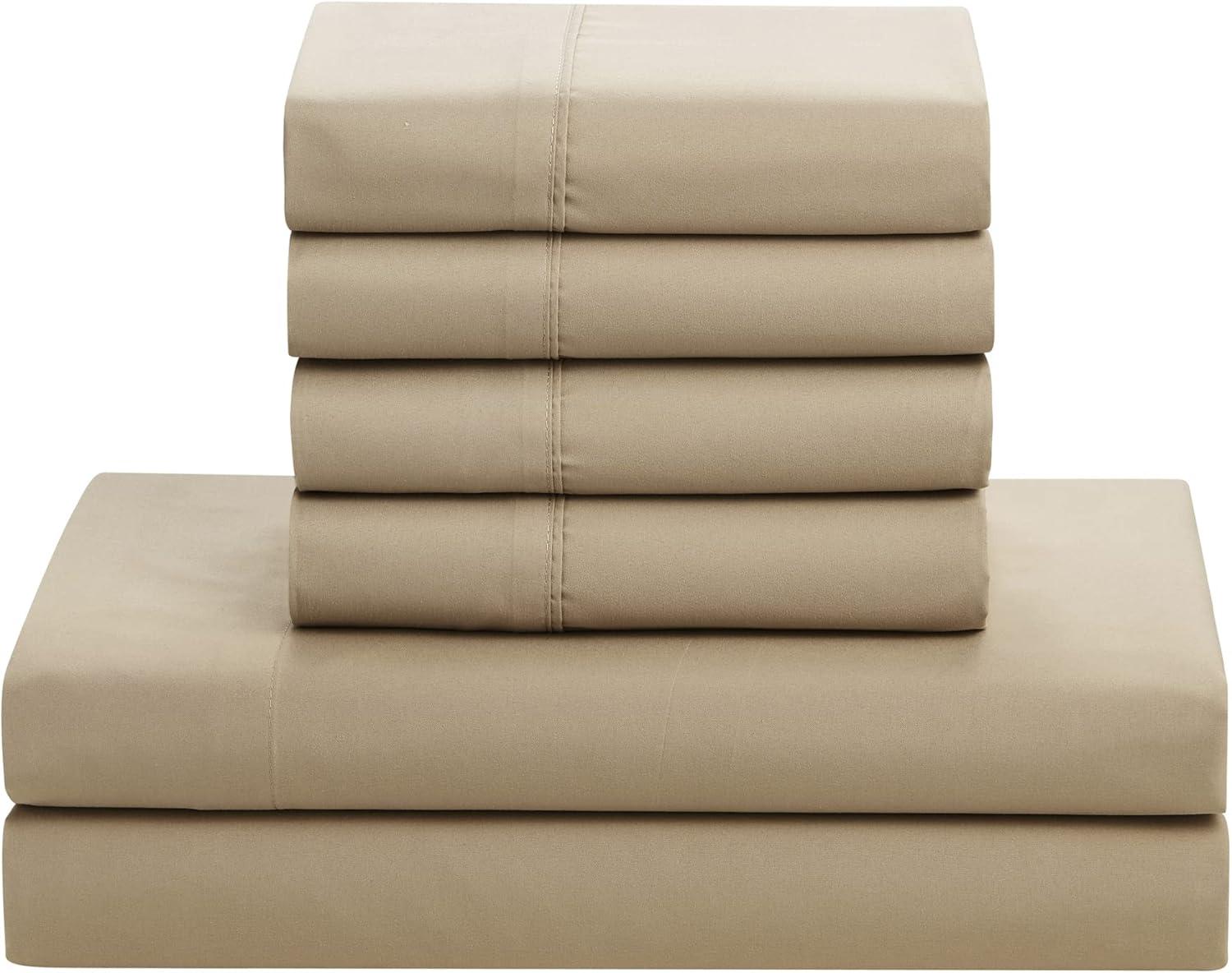 Taupe Queen 7-Piece Microfiber Down Alternative Bed Set