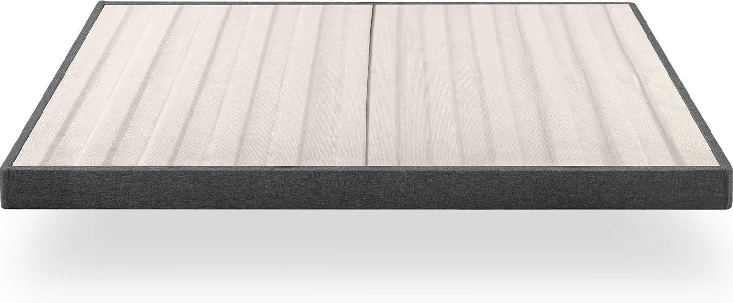 Zinus 4" Upholstered Metal Box Spring with Wood Slats, Mattress Foundation, Queen