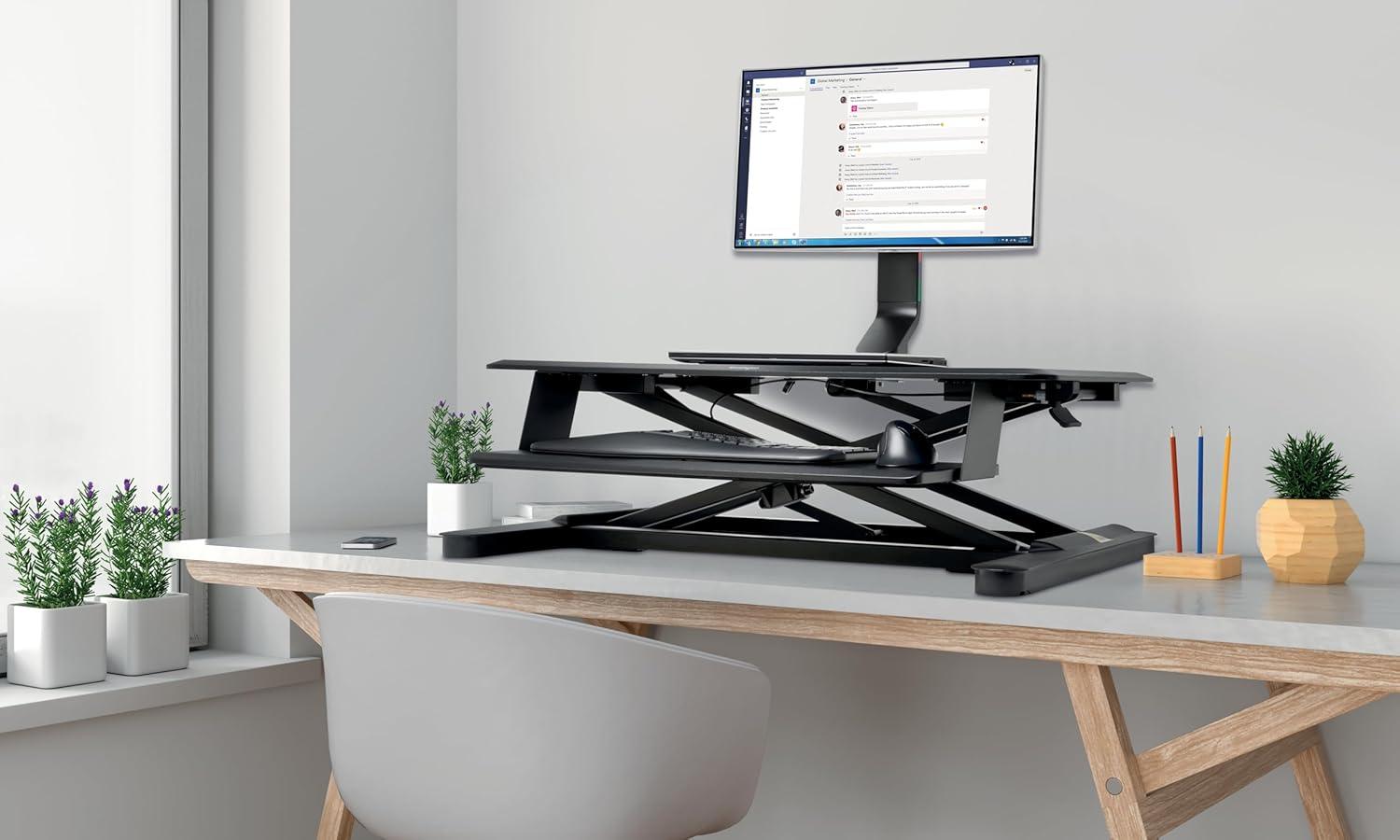 Black Steel Adjustable Single Monitor Desk Mount with Clamp