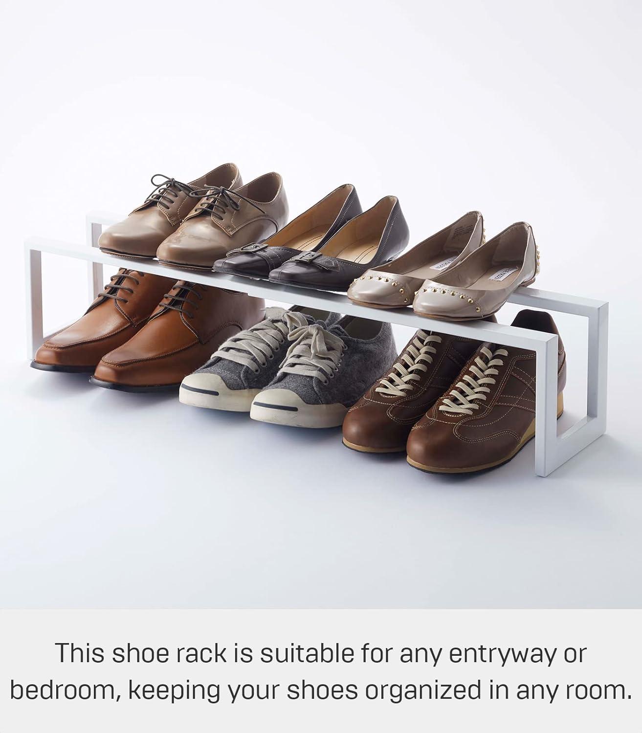 Yamazaki Home Adjustable Shoe Rack, Small, Steel,  Holds 4 to 8 shoes, Expandable, Stackable