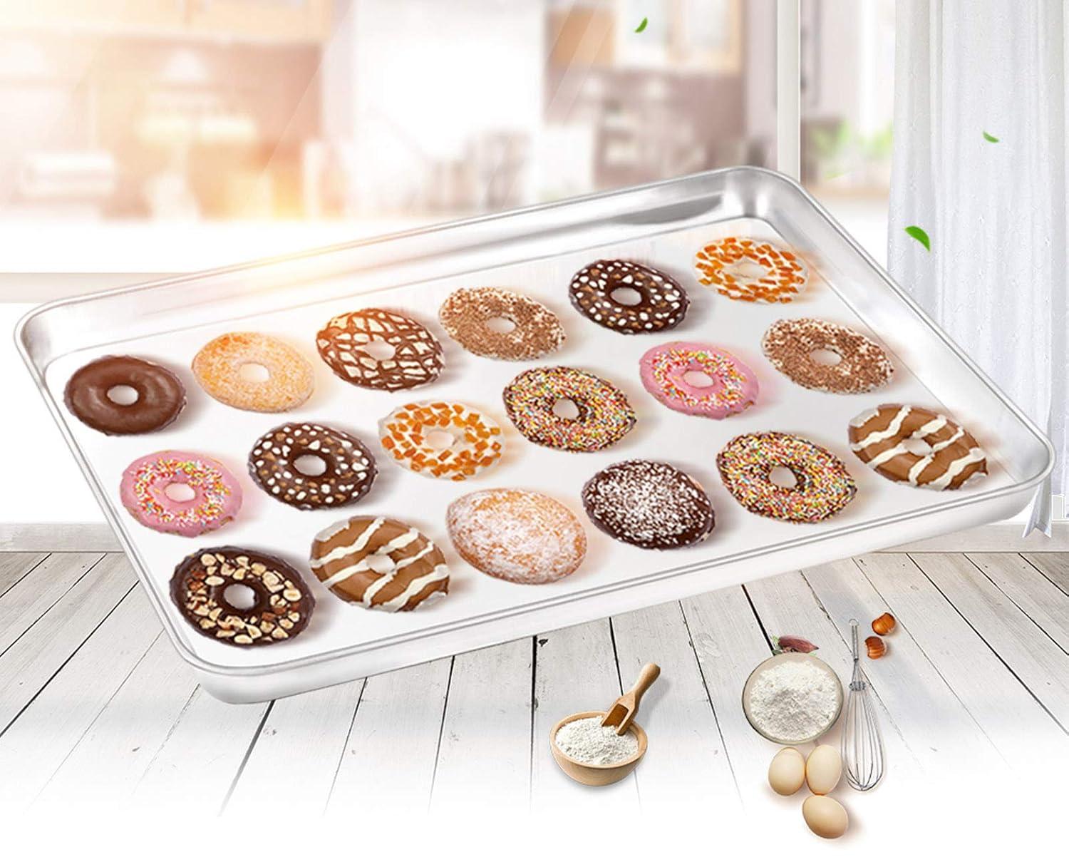 Baking Sheet with Rack Set, E-far Stainless Steel Baking Pans Tray Cookie Sheet with Cooling Rack, 16 x 12 x 1 inch, Non Toxic & Healthy, Rust Free & Dishwasher Safe - 4 Pieces (2 Sheets 2 Racks)