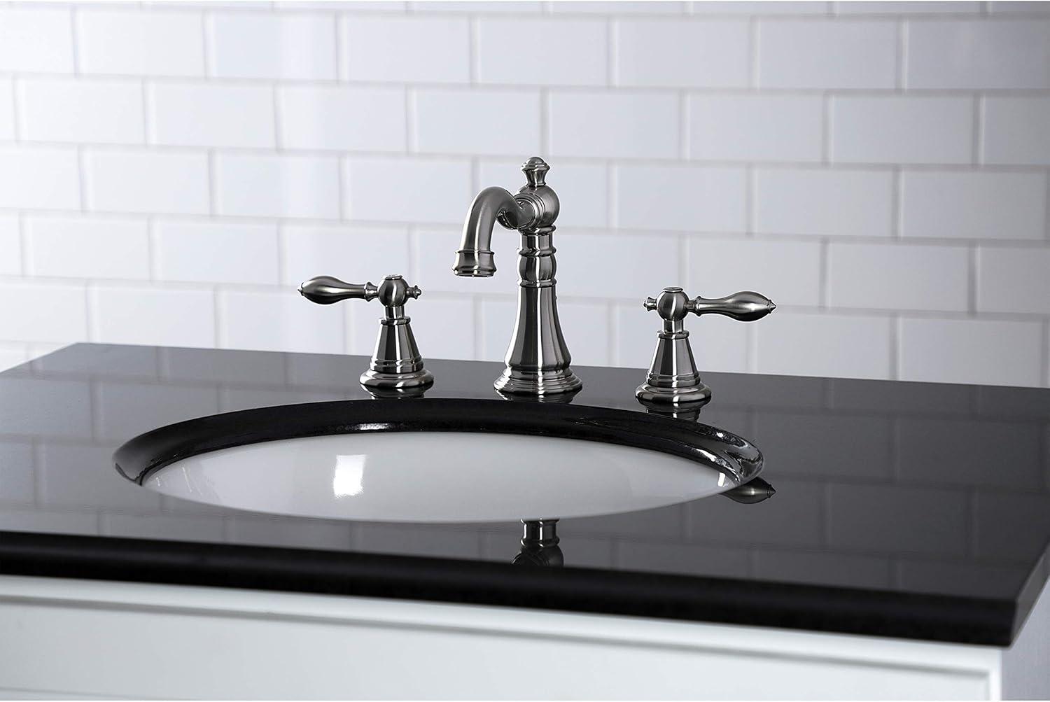 Kingston Brass English Classic Two-Handle 3-Hole Deck Mount Widespread Bathroom Faucet with Pop-Up Drain