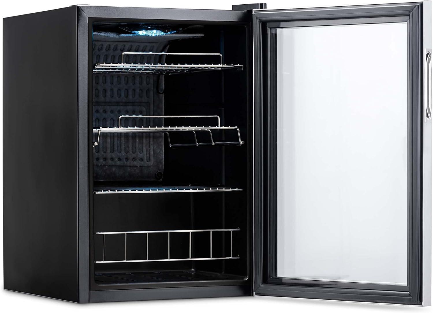 Newair 90 Can Freestanding Beverage Fridge in Stainless Steel, Compact with Adjustable Shelves