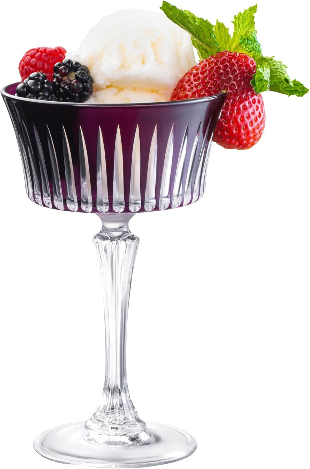 Barski Colored Champagne Coupe Glasses, Stemmed Martini Glassware, Set of 6 - 8.7 oz. (Set of 6)