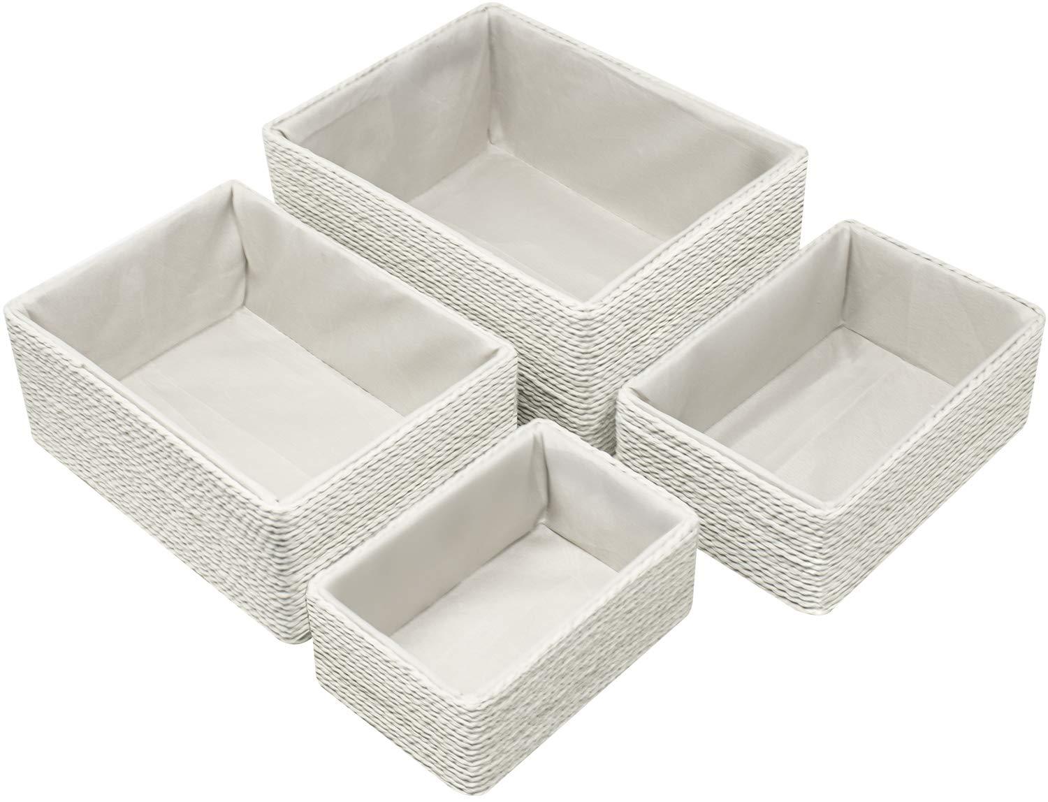 Sorbus Stackable Storage Woven Paper Rope Baskets Set of 4