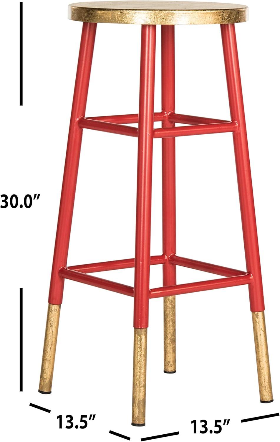 Emery Dipped Gold Leaf Bar Stool - FOX3230 - Red/Gold - Safavieh Couture