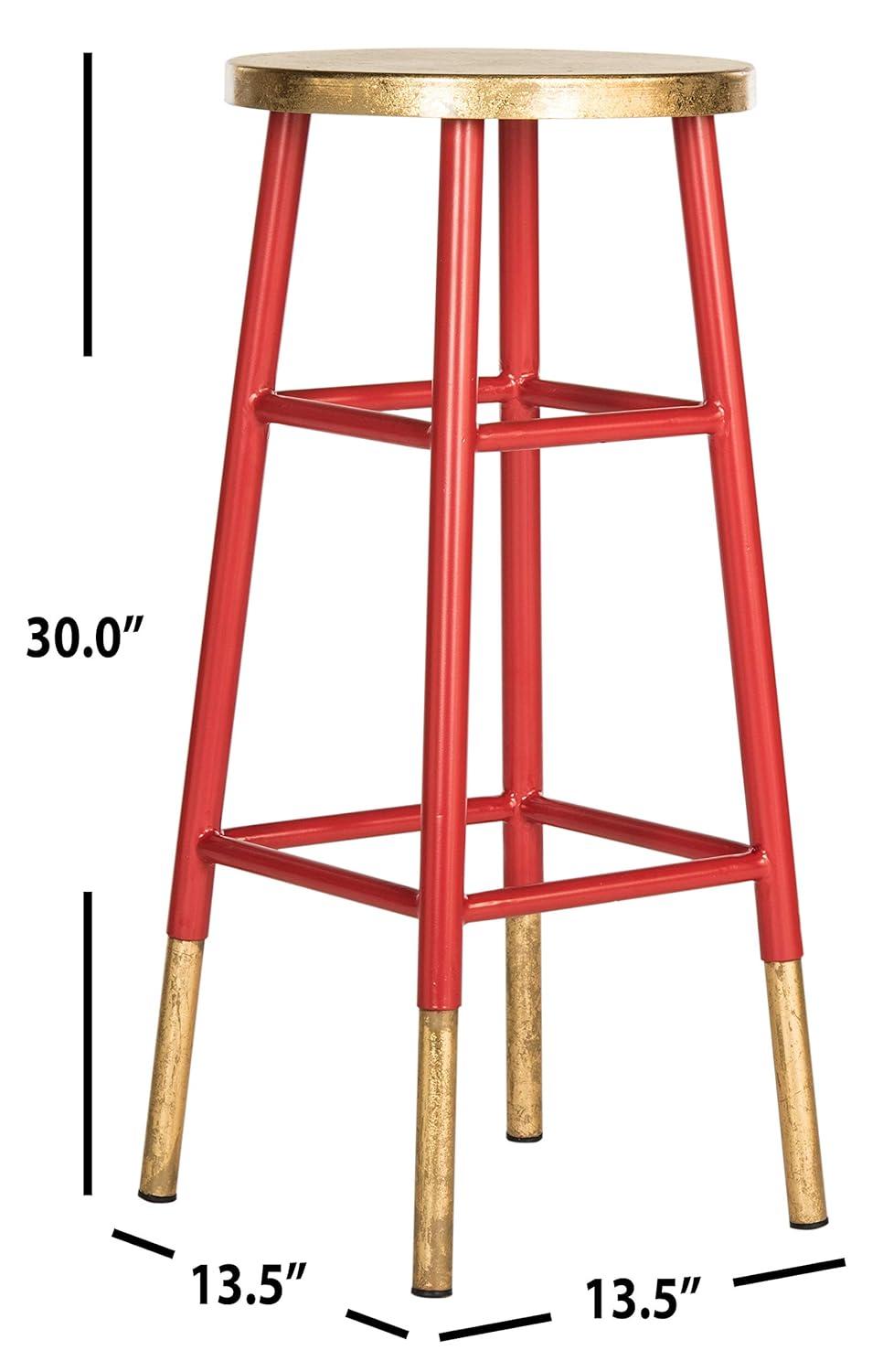 Emery Dipped Gold Leaf Bar Stool - FOX3230 - Red/Gold - Safavieh Couture