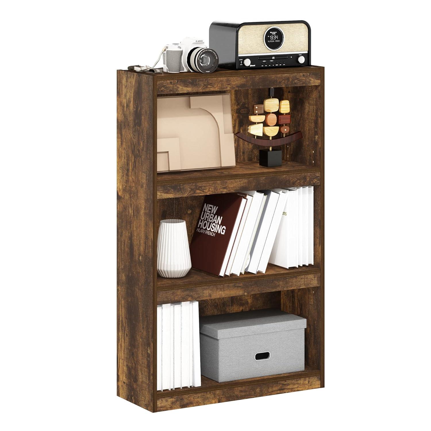 Furinno JAYA Enhanced Home 3-Tier Adjustable Shelf Bookcase, Amber Pine