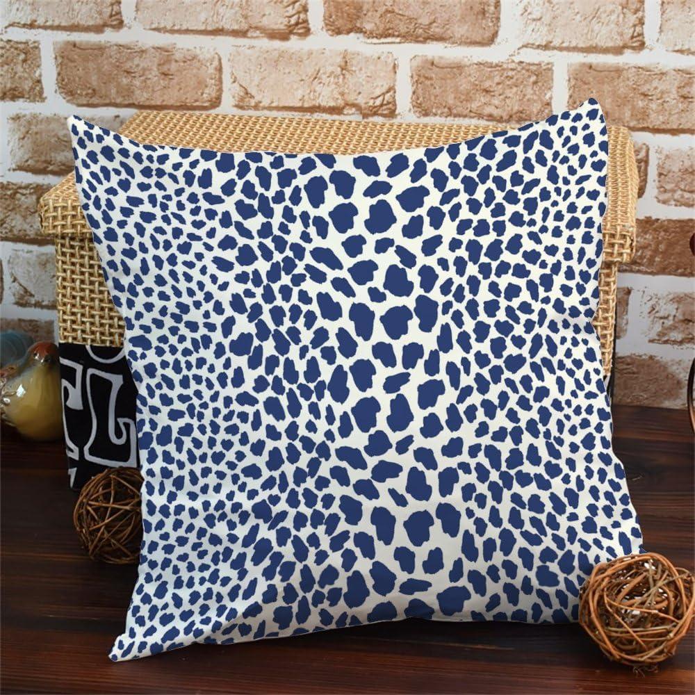 Navy Blue and White Cheetah Print Euro Pillowcase