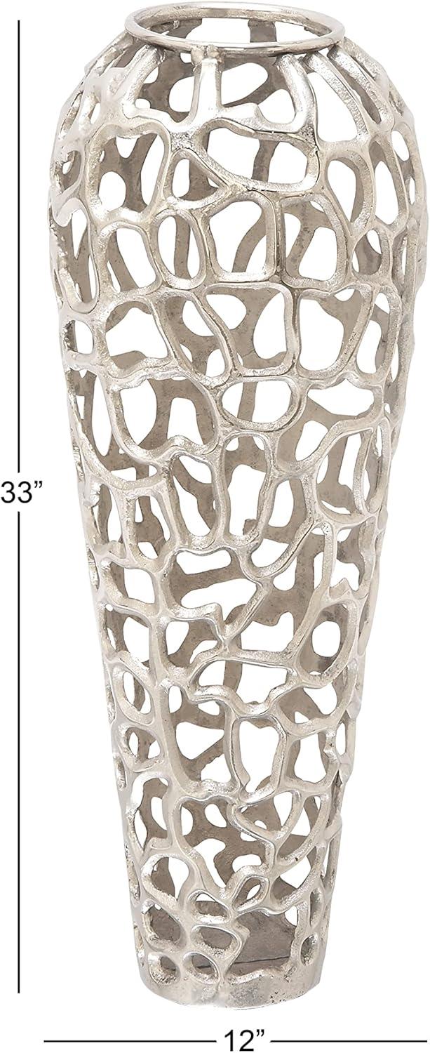 Elegant Silver Coral Aluminum Floor Vase 12" x 33"