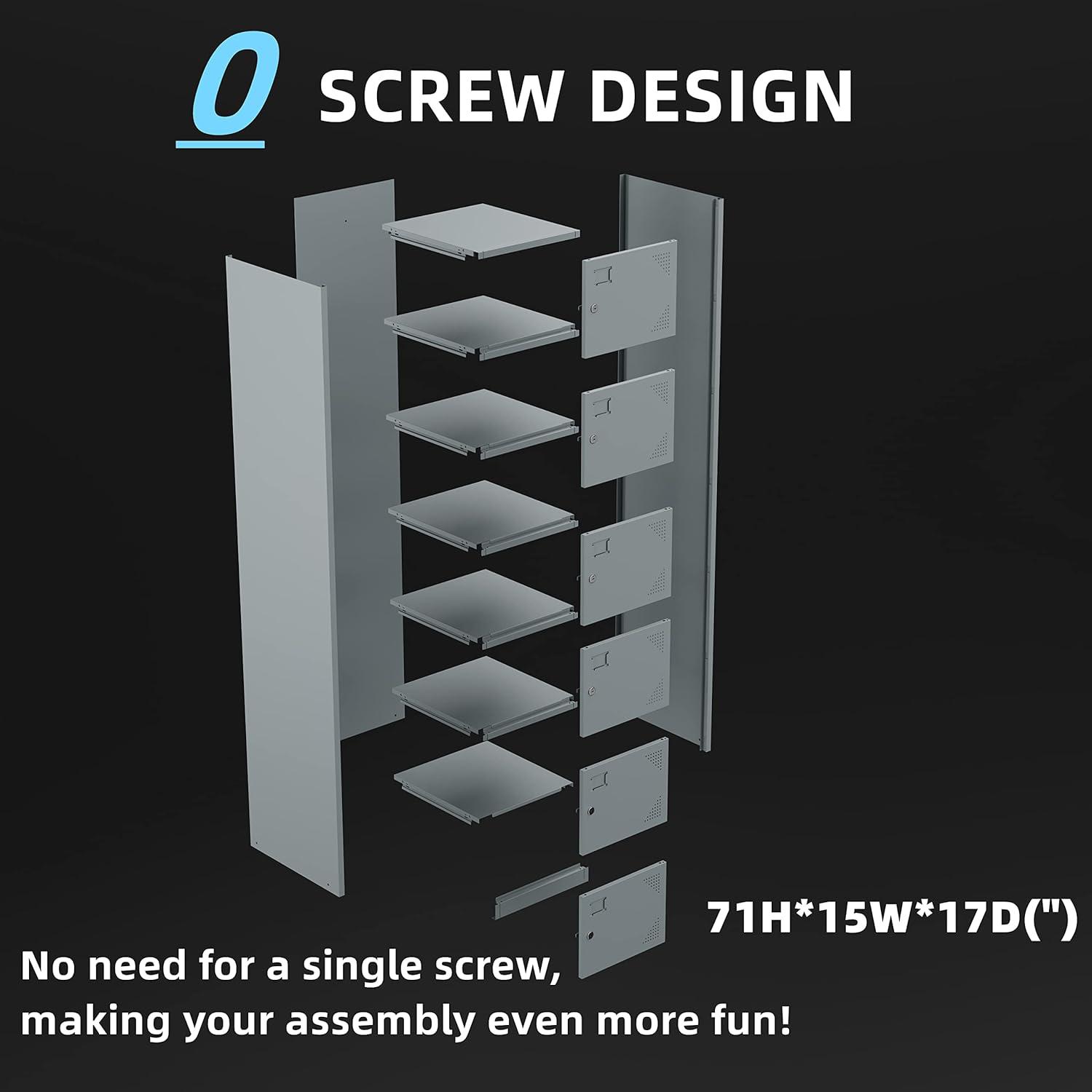 SISESOL Metal Locker Storage Cabinet with Doors and Shelves Metal Lockers with 6 Doors,71" Lockable Small Locker Storage Cabinet for Employees,School, Office, Home, Gym (Gray)