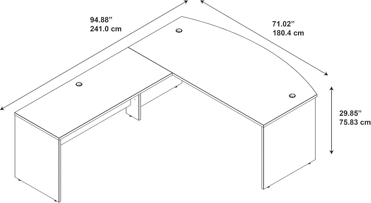 Mocha Cherry L-Shaped Office Desk with Return