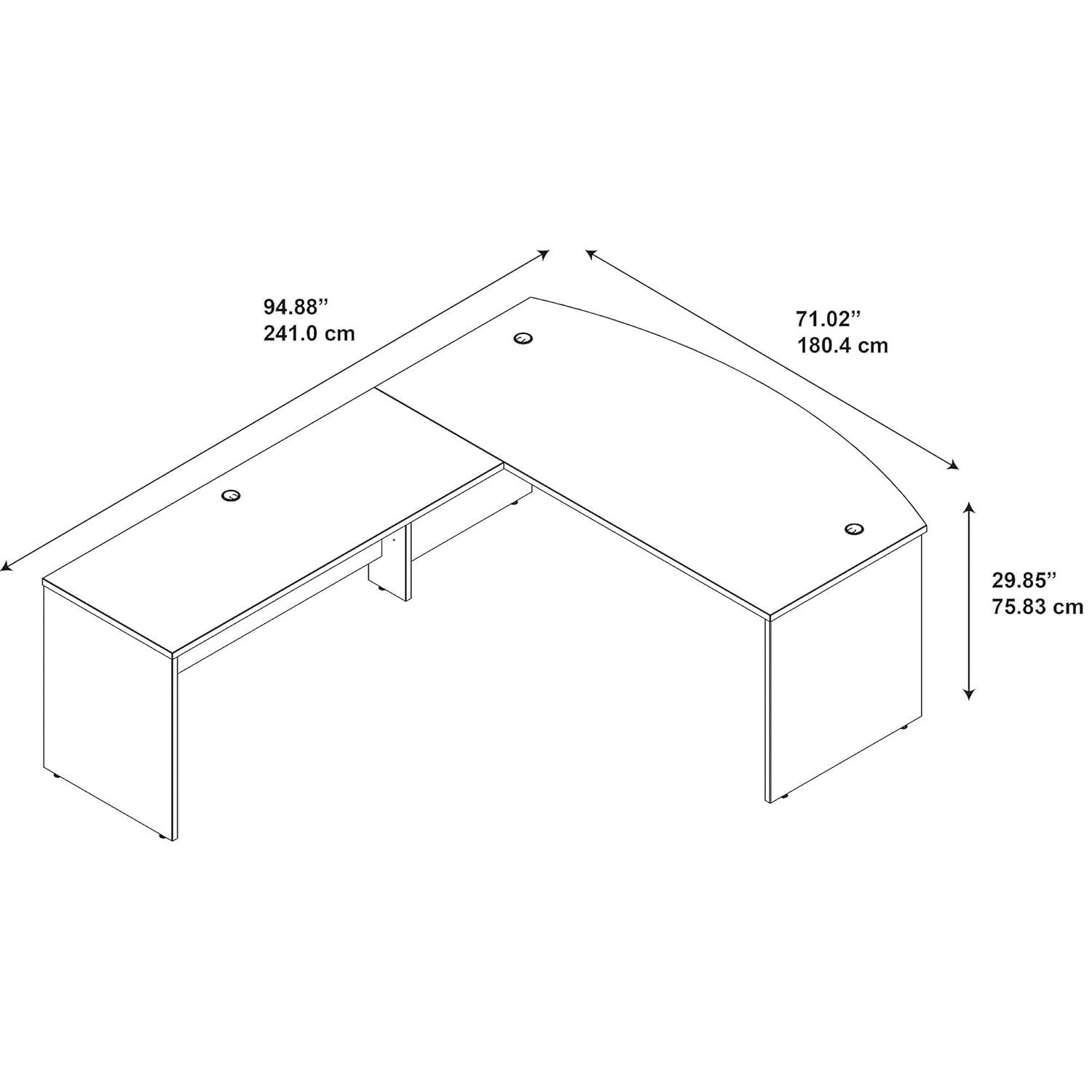 Series C Elite 72W x 36D Bow Front L Shaped Desk with 60W Return