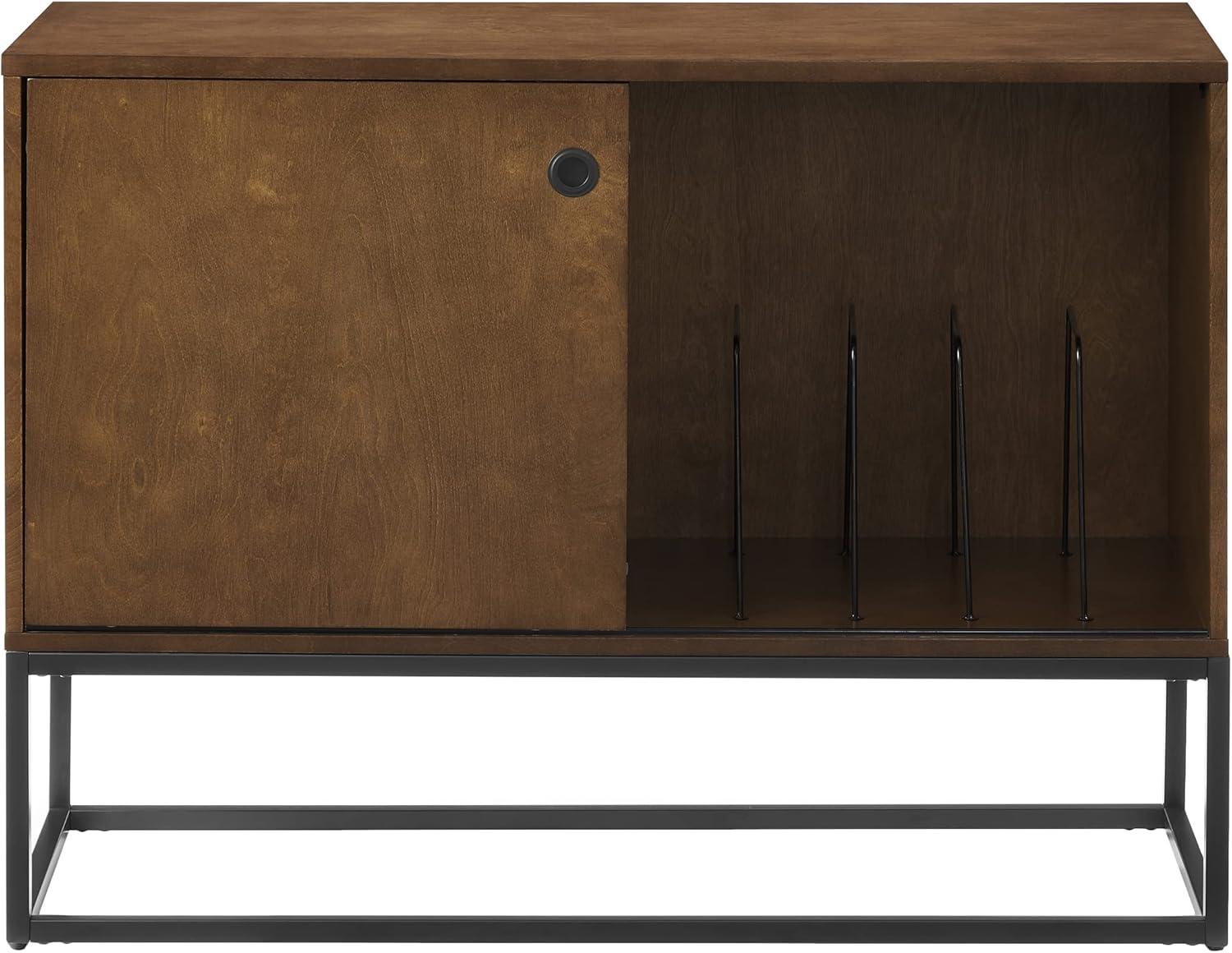 Byron Media Console Brown/Black - Crosley: Sliding Door, Adjustable Shelf, Cable Management