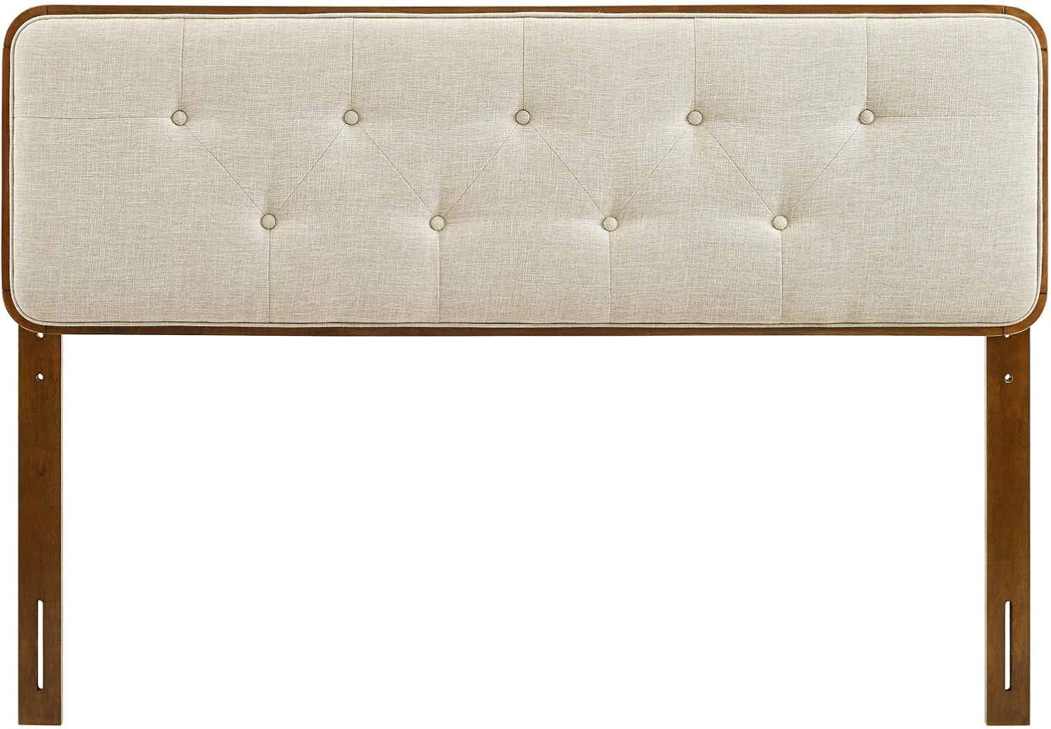 Modway Collins Tufted Fabric and Wood Queen Headboard in Walnut Beige